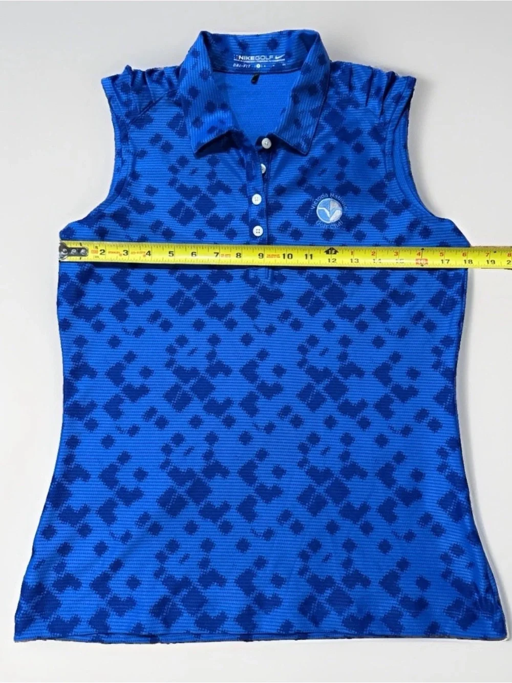 Nike Blue Patterned Sleeveless Golf Polo